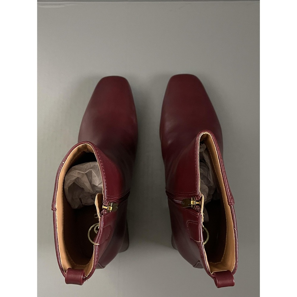 Sam & Libby Boots Womens Size 9.5 Red Yuliana Faux Leather Ankle Block Heel - Picture 5 of 8